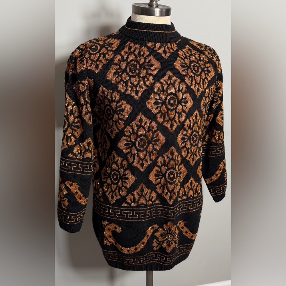 Dana Scott Vintage 80’s sweater Black & Sparkly Copper